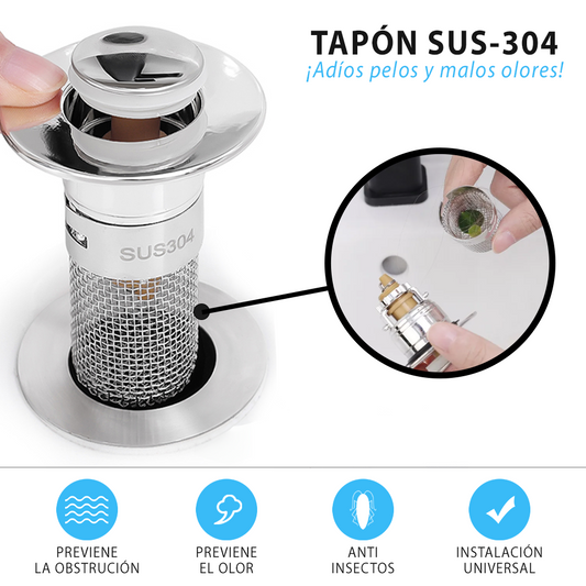 TAPÓN ANTI-PELOS PARA LAVABO Y DUCHA